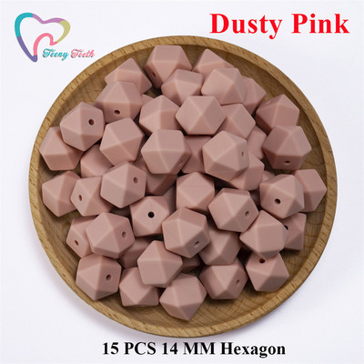 Maži dantukai 10 vnt 14-17 mm kupranugarių kūdikių karoliukai priedai Silikono šešiakampiai karoliukai kūdikių papuošalai slaugos geometriniai karoliukai