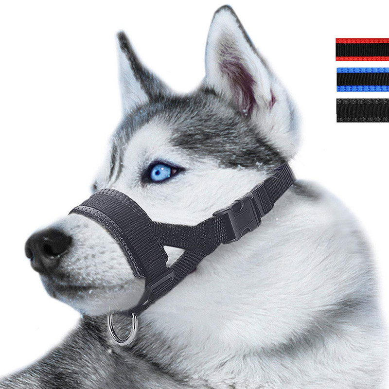 Hot Pet Nylon Reguliuojama kaukė žievės įkandimas, minkštas burnos snukio priežiūra, nesustojantis kramtymas mažam dideliam šuniui, juodas lojantis kramtymas