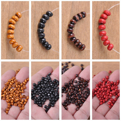 500 vnt. apvalus 4,5 mm padengtas dengtas spalvotas natūralaus medžio mažas laisvas tarpiklis karoliukų partijos, skirtos „pasidaryk pats“ amatams papuošalams gaminti