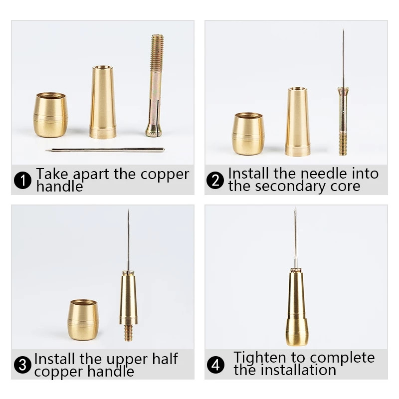 LMDZ 1/4 buc. Cusut piele Awl Pânză Cort din piele Pantofi Awl Cupru cu aliaj de piele Artizanat Ac instrument de cusut manual