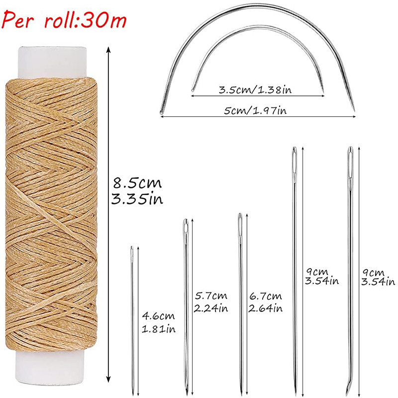 Kit de cusut din piele KAOBUY cu ace de cusut cu ochi mari Instrumente de cusut din piele cu fir cerat pentru artizanat din piele