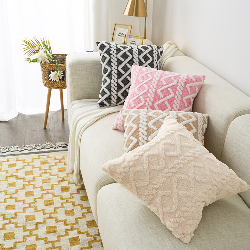 Nordic Throw párnahuzat otthoni dekorációhoz fehér puha tömör párnahuzat kanapéhoz 45x45 párnák bolyhos párnahuzat