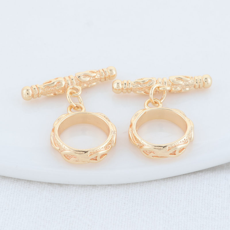 14*20MM 14K arannyal bevont sárgaréz cirkon virág karkötővel O billenőkapcsokkal Kiváló minőségű barkács ékszerkészítési kellékek