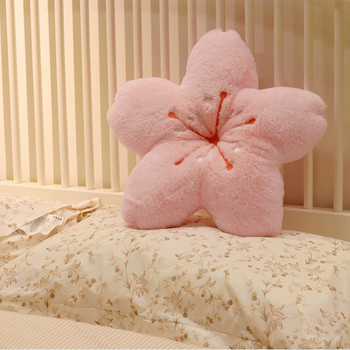 Ins Μαξιλάρι με ροζ πέταλα κερασιού για κορίτσι κρεβατοκάμαρα Διακόσμηση σαλονιού Παραθύρου κόλπο Μαξιλάρι καθίσματος δαπέδου βελούδινο τατάμι μαξιλάρι από άνθη κερασιάς