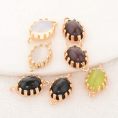 9,5x16 mm-es 14K arany színű bevonattal és opál 2 lyukkal, kerek formájú összekötő medálok medálok Ékszerkészítési kellékek Barkács kiegészítők