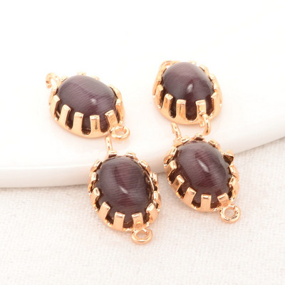 9,5x16 mm-es 14K arany színű bevonattal és opál 2 lyukkal, kerek formájú összekötő medálok medálok Ékszerkészítési kellékek Barkács kiegészítők