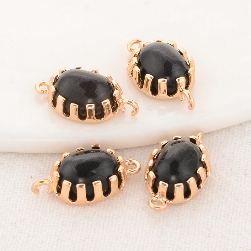 9,5x16 mm-es 14K arany színű bevonattal és opál 2 lyukkal, kerek formájú összekötő medálok medálok Ékszerkészítési kellékek Barkács kiegészítők