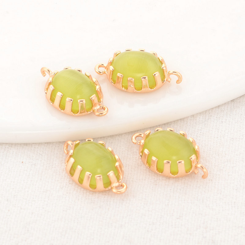 9,5x16 mm-es 14K arany színű bevonattal és opál 2 lyukkal, kerek formájú összekötő medálok medálok Ékszerkészítési kellékek Barkács kiegészítők