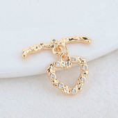 14*24MM 14K aukso spalvos padengtas žalvaris su cirkonio širdies apyranke O perjungiamomis sagtimis Aukštos kokybės „pasidaryk pats“ papuošalų gamybos reikmenys