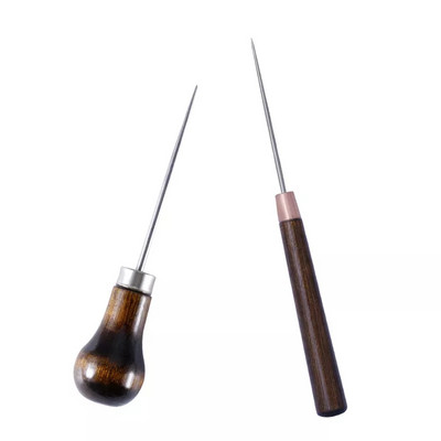 Ξύλινη λαβή ραψίματος Awl DIY Carft Stitch Needle Canvas Leather Sewing Shoes Tool Awl Hand Stittching Taper Needle Tool Craft