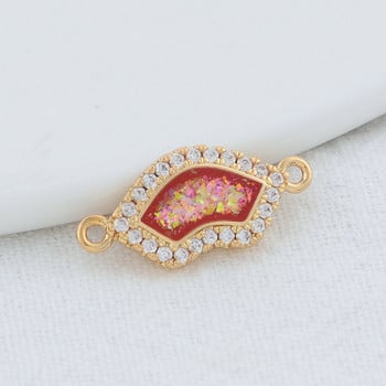 9*19.5MM 14K златист цвят месинг с циркон 2 дупки Lips Connect Charms Висулки Колие Консумативи за правене на бижута Аксесоари направи си сам