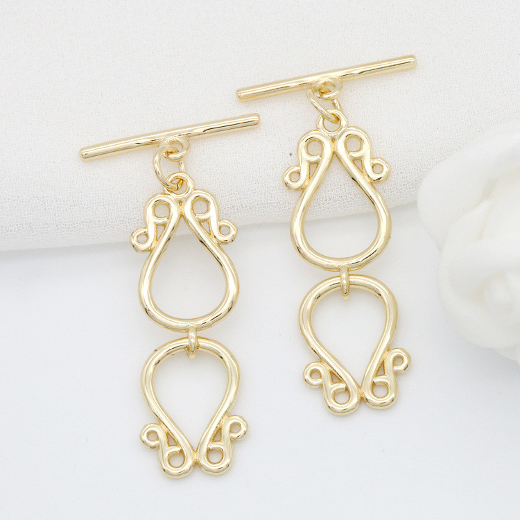 2 szett 14K aranyozott színű kapcsos kapcsok karkötőkhöz Nyaklánc ékszerkészítési kellékek Új design OT kapcsok Kiegészítők