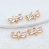 8*13MM 14K culoare aur alamă și zircon forme de bowknot brelocuri pandantive colier cercei bijuterii accesorii bricolaj