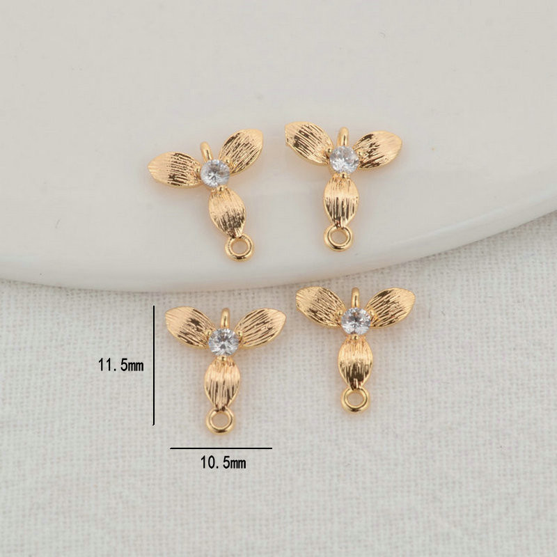 10 DB 10.5*11.5MM 14K aranyozott színű cirkonvirág 2 lyukas összekötő medálok medálok Ékszer készítési kellékek barkácsolás kiegészítők