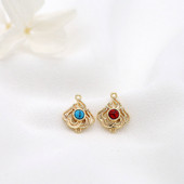 4PCS Златен цвят Месинг с камъни 2 дупки Талисмани Конектор Талисмани във формата на пламък Висулки Консумативи за изработка на бижута Находки направи си сам