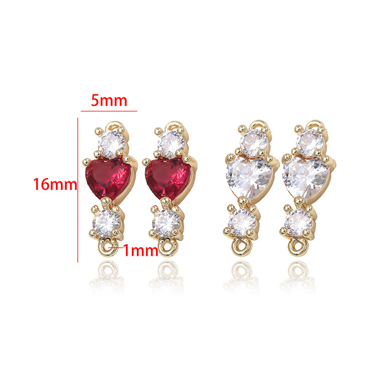 4 DB 5*16MM 14K arany színű sárgaréz és cirkon szív alakú 2 lyukú medálok medálok ékszerkészítési kellékek barkácsolás kiegészítők