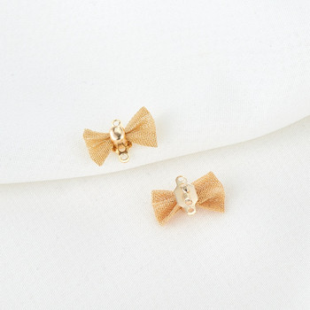 6PCS 13.5*9.5MM 14K златен цвят месинг 2 дупки Bow-Knot Connect Charms Направи си сам Аксесоари за бижута