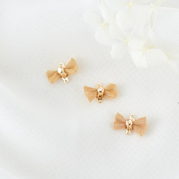 6PCS 13.5*9.5MM 14K златен цвят месинг 2 дупки Bow-Knot Connect Charms Направи си сам Аксесоари за бижута