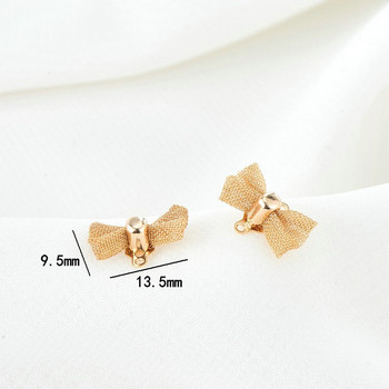 6PCS 13.5*9.5MM 14K златен цвят месинг 2 дупки Bow-Knot Connect Charms Направи си сам Аксесоари за бижута