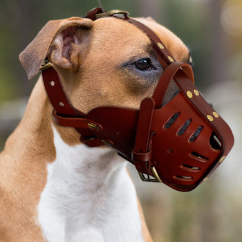 Ρύγχος σκύλου Ρυθμιζόμενη δερμάτινη μάσκα για το στόμα κατοικίδιων ζώων κατά του τσιμπήματος φλοιού Ρύγχος σκύλου για μεγάλους σκύλους Pitbull German Shepherd Pet Products