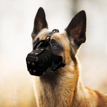 Кучешки намордници Регулируема кожена маска за уста на домашен любимец против ухапване от кора Дъвчеща кучешка муцуна за големи кучета Питбул Немска овчарка Продукти за домашни любимци