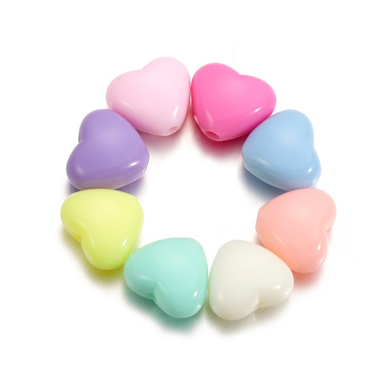 100 τμχ/παρτίδα Ακρυλικές χάντρες γοητείας Χάντρες σε σχήμα καρδιάς Αποστάτες για την κατασκευή DIY Βραχιόλια Κολιέ Χαλαρές χάντρες Αξεσουάρ κοσμημάτων