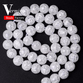 Στρογγυλές χάντρες A+Natural White Snow Cracked Crystal For Beadwork Jewelry Making 6/8/10/12mm Diy βραχιόλι κολιέ αξεσουάρ Μαργαριτάρι