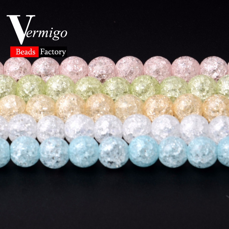 Στρογγυλές χάντρες A+Natural White Snow Cracked Crystal For Beadwork Jewelry Making 6/8/10/12mm Diy βραχιόλι κολιέ αξεσουάρ Μαργαριτάρι