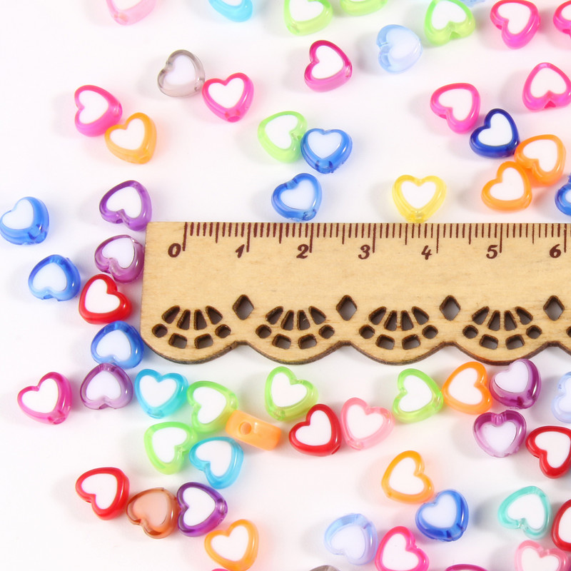 100/200/300 τμχ Ακρυλικές χάντρες 8mm σε σχήμα καρδιάς Γούρι Rainbow Color Beads for Jewelry Making DIY Jewelry αξεσουάρ