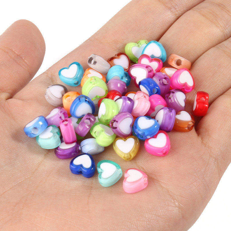 100/200/300 τμχ Ακρυλικές χάντρες 8mm σε σχήμα καρδιάς Γούρι Rainbow Color Beads for Jewelry Making DIY Jewelry αξεσουάρ