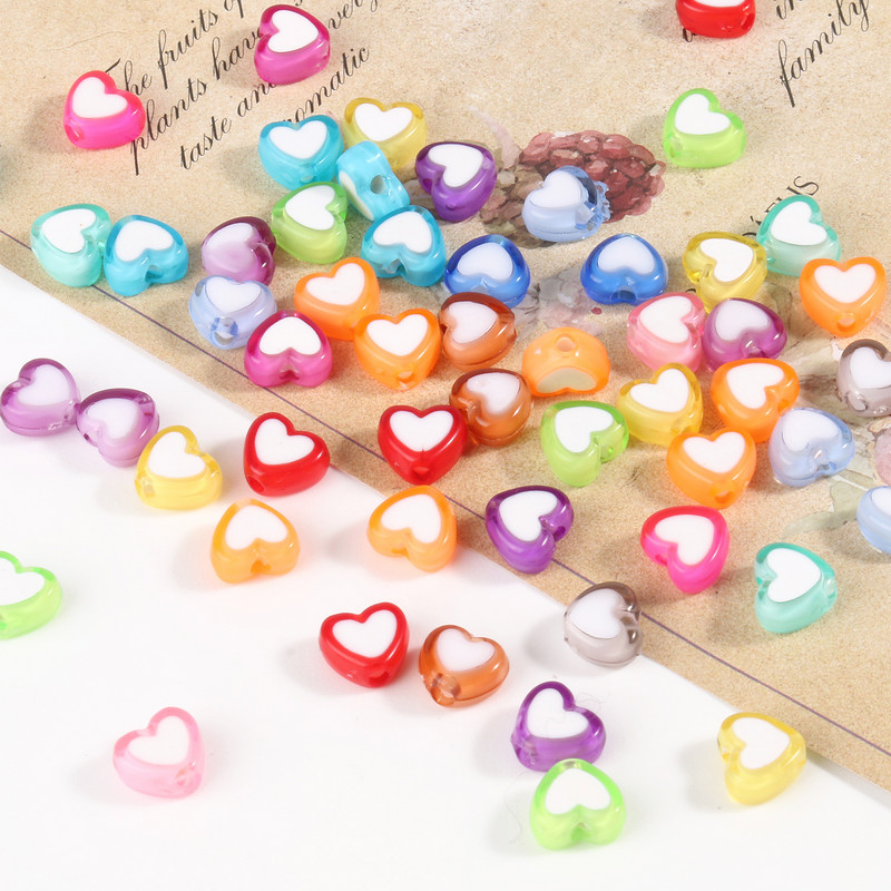 100/200/300 τμχ Ακρυλικές χάντρες 8mm σε σχήμα καρδιάς Γούρι Rainbow Color Beads for Jewelry Making DIY Jewelry αξεσουάρ