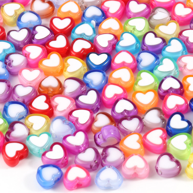 100/200/300 τμχ Ακρυλικές χάντρες 8mm σε σχήμα καρδιάς Γούρι Rainbow Color Beads for Jewelry Making DIY Jewelry αξεσουάρ