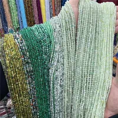 Veleprodaja 3 MM prirodne nove planinske jad zelene malahitne male perle s fasetiranim sitnim peridotnim pramenom za DIY pribor za nakit