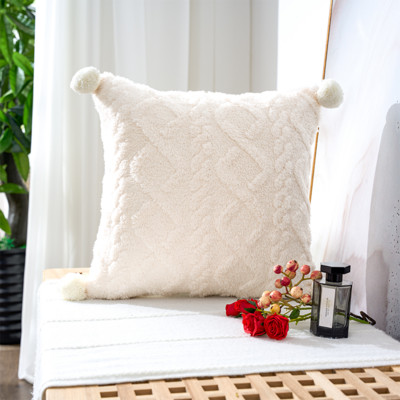 Nordic dekoratív otthoni párnahuzat pompongolyóval bolyhos puha párnahuzat kanapéhoz, hálószoba, fehér 45x45 párnahuzat