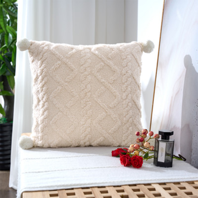 Nordic dekoratív otthoni párnahuzat pompongolyóval bolyhos puha párnahuzat kanapéhoz, hálószoba, fehér 45x45 párnahuzat