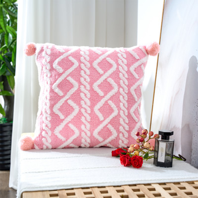 Nordic dekoratív otthoni párnahuzat pompongolyóval bolyhos puha párnahuzat kanapéhoz, hálószoba, fehér 45x45 párnahuzat