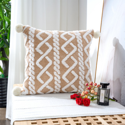 Nordic dekoratív otthoni párnahuzat pompongolyóval bolyhos puha párnahuzat kanapéhoz, hálószoba, fehér 45x45 párnahuzat