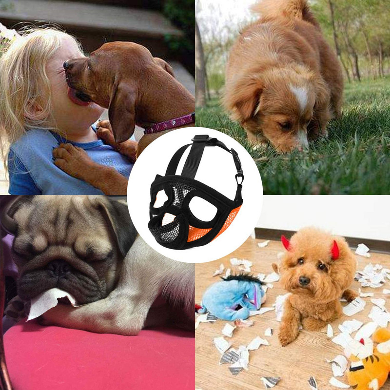 Rövid orrú kutyapofa, állítható, légáteresztő hálós bulldog szájkosár kutyamaszk ugató harapás rágási edzéshez