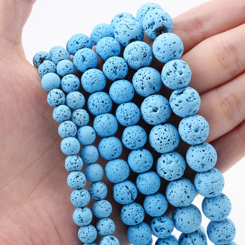 Χάντρες από φυσικές πέτρες λάβας 24 χρωμάτων Volcanic Rock Στρογγυλές Χαλαρές Χάντρες Spacer για Κατασκευή κοσμημάτων Κολιέ βραχιόλι DIY 4 6 8 10 12mm