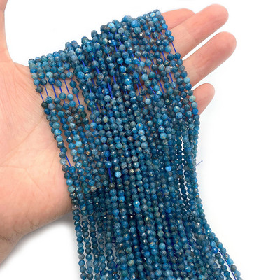 Mărgele din piatră naturală cu fațete albastru apatit Mărgele vrac delicate pentru realizarea de bijuterii Accesorii pentru brățari DIY Farmecul