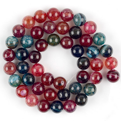 Φυσική τουρμαλίνη Dragon Veins Agates Stone Spacer Στρογγυλή χάντρα για κοσμήματα Κατασκευή 6-10 MM Βραχιόλια DIY Αξεσουάρ Χονδρική 15