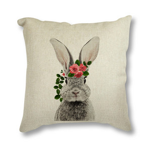 Animal Rabbit Deer Flower Crown Nursery Printed Διακοσμητικό κάλυμμα μαξιλαριού Μαξιλαροθήκη Nordic Cushion Κάλυμμα καναπέ Διακόσμηση αυτοκινήτου