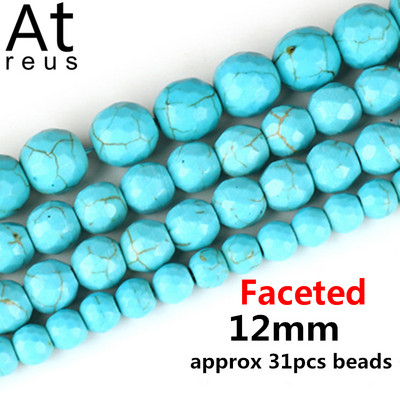 35 Στυλ Faceted Στρογγυλό Κρανίο Αστερίας Καρδιά Λουλούδι Ειρήνη Σταυρός μίμησης Τυρκουάζ Χαλαρές χάντρες σπόρων για κοσμήματα κατασκευής DIY