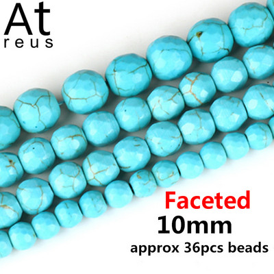 35 Στυλ Faceted Στρογγυλό Κρανίο Αστερίας Καρδιά Λουλούδι Ειρήνη Σταυρός μίμησης Τυρκουάζ Χαλαρές χάντρες σπόρων για κοσμήματα κατασκευής DIY