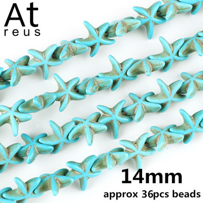 35 Στυλ Faceted Στρογγυλό Κρανίο Αστερίας Καρδιά Λουλούδι Ειρήνη Σταυρός μίμησης Τυρκουάζ Χαλαρές χάντρες σπόρων για κοσμήματα κατασκευής DIY