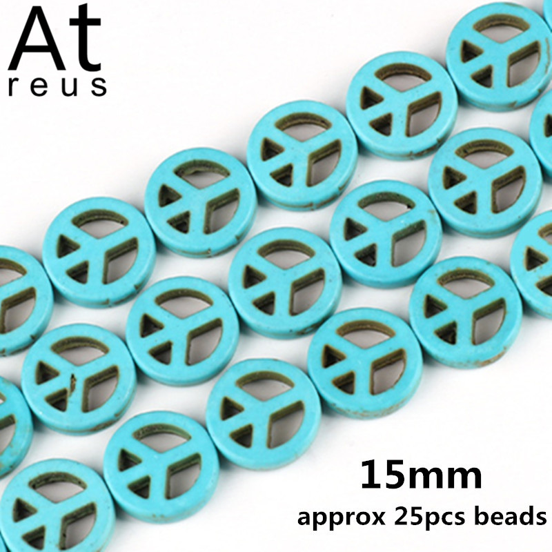 35 Στυλ Faceted Στρογγυλό Κρανίο Αστερίας Καρδιά Λουλούδι Ειρήνη Σταυρός μίμησης Τυρκουάζ Χαλαρές χάντρες σπόρων για κοσμήματα κατασκευής DIY