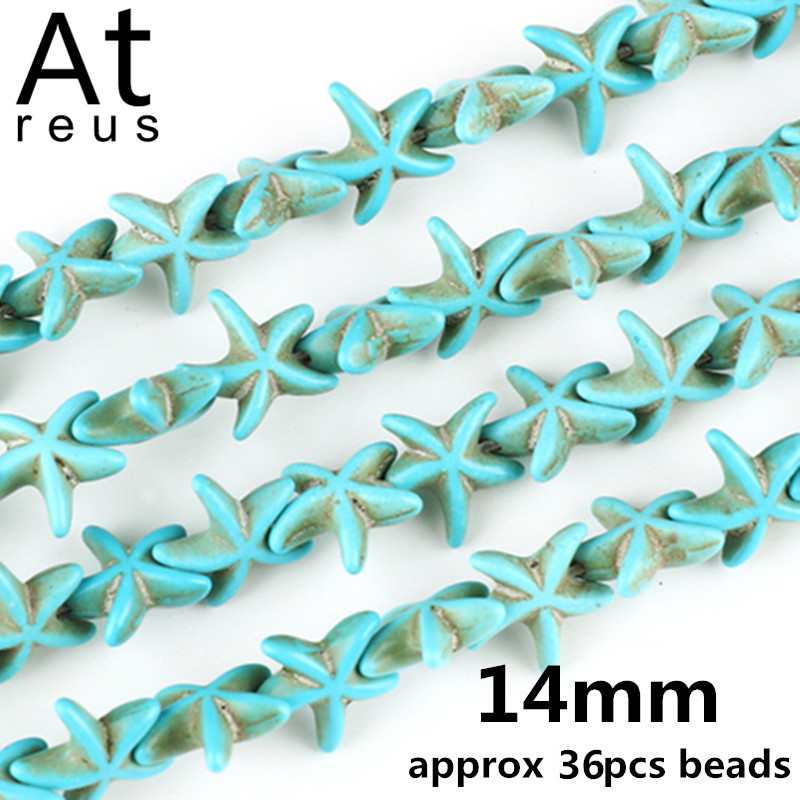 35 Στυλ Faceted Στρογγυλό Κρανίο Αστερίας Καρδιά Λουλούδι Ειρήνη Σταυρός μίμησης Τυρκουάζ Χαλαρές χάντρες σπόρων για κοσμήματα κατασκευής DIY