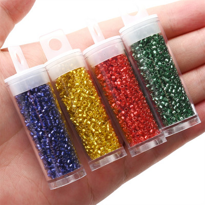 Κολιέ σκουλαρίκι από γυαλί γοητείας 2mm Ασημί Χρώμα με επένδυση Japan Spacer Seed Beads for Jewelry Making DIY κολιέ