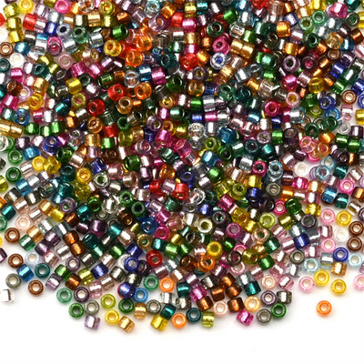 Κολιέ σκουλαρίκι από γυαλί γοητείας 2mm Ασημί Χρώμα με επένδυση Japan Spacer Seed Beads for Jewelry Making DIY κολιέ