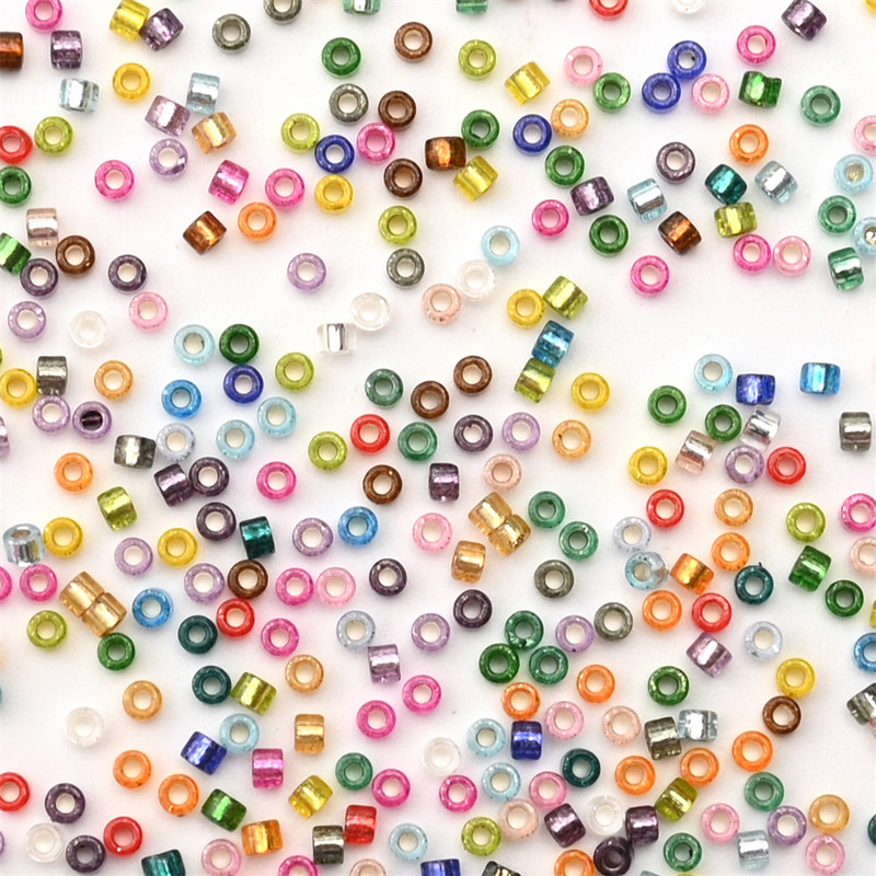 Κολιέ σκουλαρίκι από γυαλί γοητείας 2mm Ασημί Χρώμα με επένδυση Japan Spacer Seed Beads for Jewelry Making DIY κολιέ